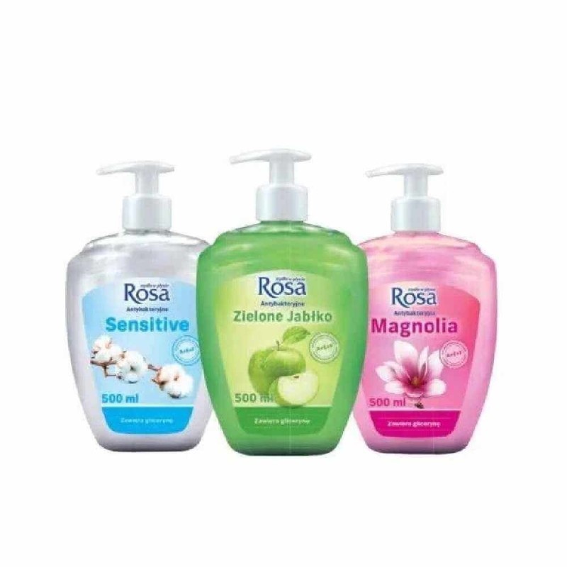 Mydło w płynie z dozownikiem ROSA 500 ml MIX